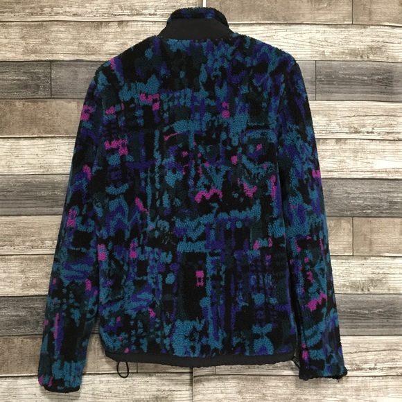 American Eagle Fleece Jacket Women’s S Full Zip Abstract Teal Black Zip Pockets - Picture 4 of 13
